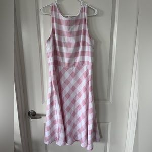 Tea-Length Pink & White Checked Dress